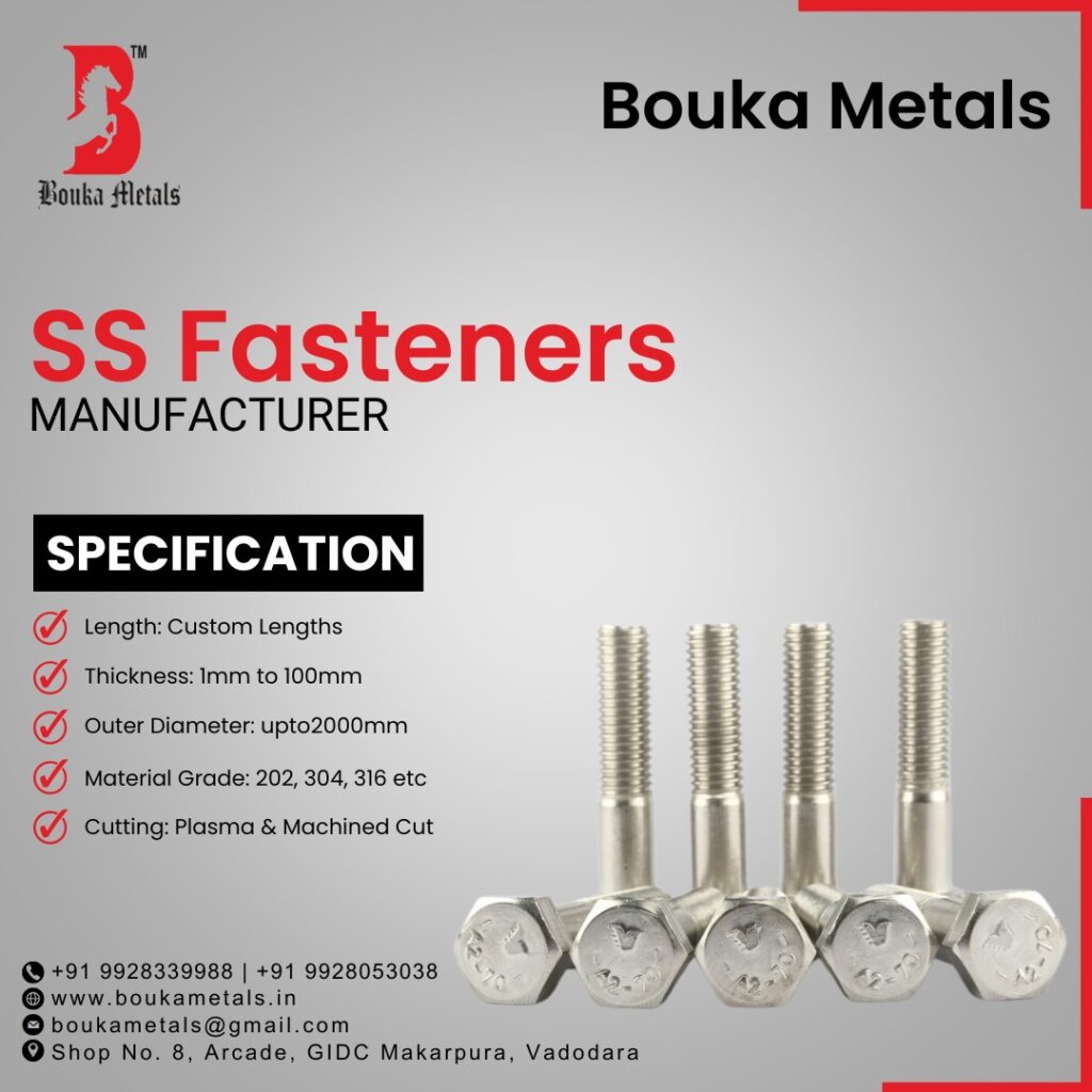 Stainless Steel Fasteners: Types, Sizes, and Applications in Vadodara Explore the diverse applications of stainless steel fasteners across various industries. Discover the different types, sizes, and material grades offered by Bouka Metals in Vadodara, ensuring reliable and durable connections.