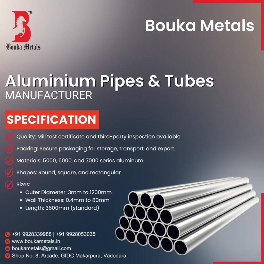 Aluminium Pipes & Tubes in Vadodara: Top-Grade Materials for Diverse Industries Explore the diverse range of aluminium pipes and tubes offered by Bouka Metals in Vadodara. Discover their applications in industries like construction, automotive, and manufacturing, and learn about the specifications and benefits of these versatile materials,Dia Aluminium Pipe Supplier in India